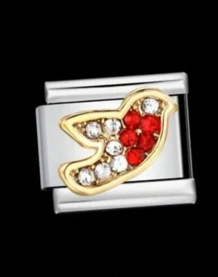 Nuevo Dije Estilo Nominación Memorial Robin Rojo Cristal Dorado Se Adapta a Pulseras de 9 mm Foto 1 de 2