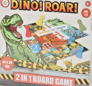 Dinosaurier Gesellschaftsspiel 2-in-1 – Brettspiel 38x38cm Würfelspiel ab 4 Jahr - Bild 1 von 1