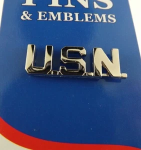 BRAND NEW Lapel Pin United States Navy U.S.N. Silver Tone Lettering 1" - Picture 1 of 2