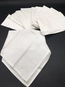 Lot Of 12 Vintage White Cotton Embroidered Napkins - Picture 1 of 6