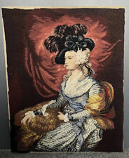 VINTAGE TAPESTRY EMBROIDERED PICTURE OF EDWARDIAN LADY