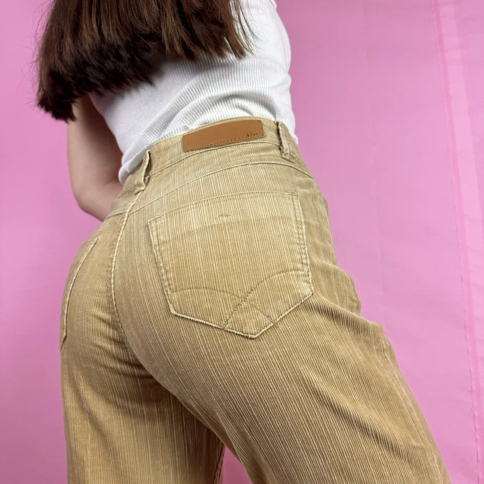 Christopher Blue Pants Womens Chai Beige Corduroy Boot Cut Y2K sz 2 - Image 1 of 4