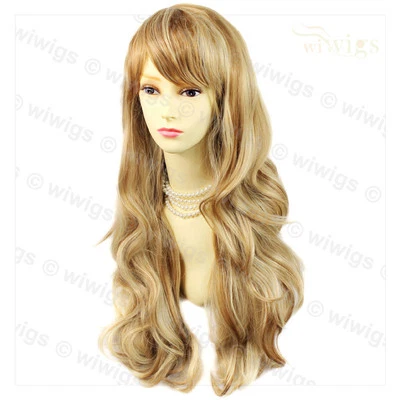 Wiwigs Beautiful Strawberry Blonde Long Layered Way Skin Top Ladies Wig