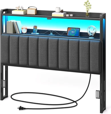 Headboard for Full Size Bed with Storage, 60,000 DIY Color of LED Light, Head Bo - Image 1 of 4