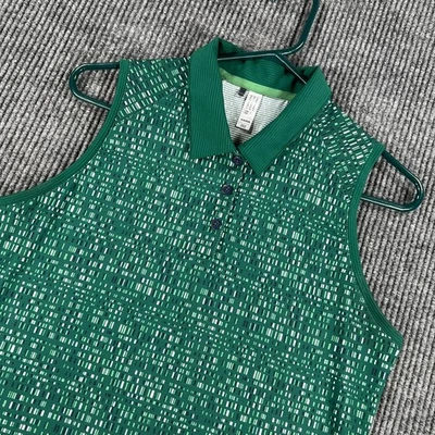 Camisa Polo Adidas Sin Mangas Para Mujer Mediana Verde Geométrica Ligera Golf Foto 1 de 4
