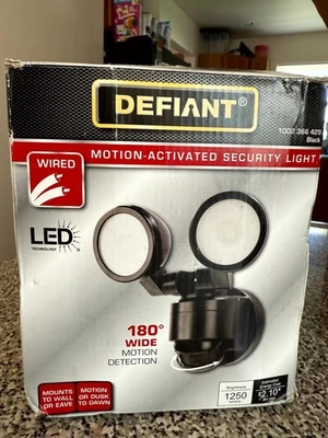 Defiant Hardwired 180-Degree LED Black Motion Activated Security Light - Image 1 of 3