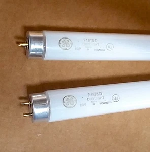 2x GE F15T8/D 15W T8 6500K 18" Fluorescent Linear Light Bulb Sylvania F15T8/D - Picture 1 of 3