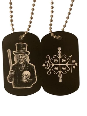 Ожерелье с жетоном для собаки вуду Papa Legba — двусторонний алюминиевый кулон - Изображение 1 из 4