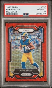 2023 Panini Prizm Football Puka Nacua Red Wave Rookie /149 PSA 10 #357 RC - Picture 1 of 2