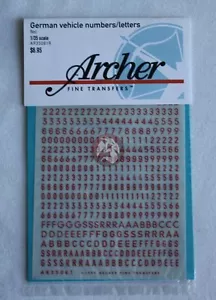 Archer 1/35 Deutscher Zweiter Weltkrieg Fahrzeug Buchstaben und Zahlen klein (rot) AR35061R - Bild 1 von 1