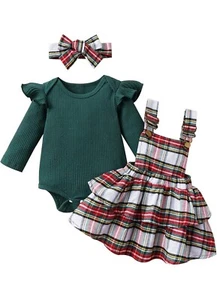 Baby Girl Plaid Romper Outfit - Picture 1 of 3