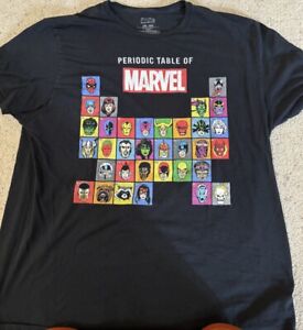 Vintage Marvel Periodic Table Of Marvel Black 2XL Short Sleeve T Shirt