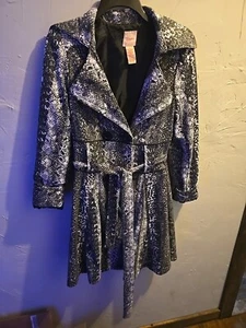 VINTAGE Candies Jacket Womens L Gray Snake Print Coat Double Breasted Pockets - Picture 1 of 7
