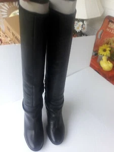 NWOT Enzo Angiolini EASUMILO Black LEATHER 3 1/2 HEEL ZIP 7.5" TALL Boot Shoes - Picture 1 of 12