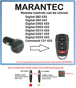 Marantec D323 433 Mando a Distancia Universal Duplicador - Imagen 1 de 10