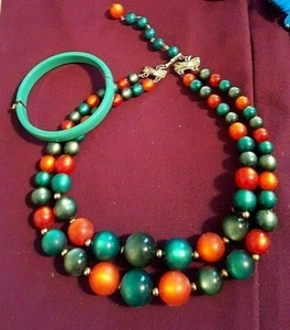 De colección ~ Juego de collar de cuentas y pulsera de 7" de doble hilo de 14" ~ Acentos/Extensión en oro - Imagen 1 de 3