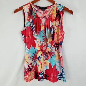 Adele & May Shirt Womens Small Multicolor Top Colorful Sleeveless Strappy Neck - Picture 1 of 8