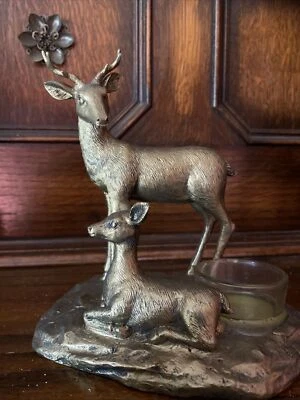 Habitat Doe Deer & Fawn Tealight Holder Gold Finish Home Decor Christmas - Image 1 of 4