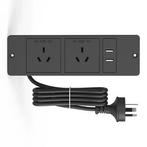 4in1 Recessed Power Strip w 2 USB Ports, 240V, Flush Mount for Desk&Furniture,AU - Picture 1 of 12