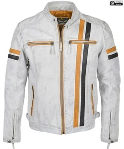Mens Biker Motorcycle Fashion Leather Jacket Quality Genuine Sheepskun Leather - Picture 1 of 9