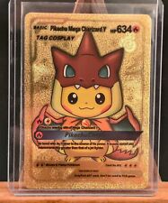 Pikachu Tag Cosplay Mega Charizard Y Gold Foil FanArt Pokemon Card #002 634hp
