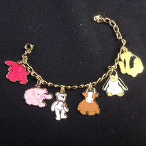 Pulsera con dije de metal Beanie Babies 7" de largo tiene 6 dijes cada uno de aproximadamente pulgadas de alto - Imagen 1 de 2