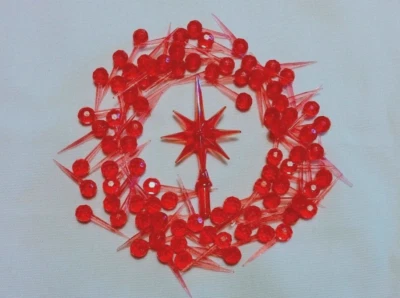 Ceramic Christmas Tree Bulbs Red Mini Pin Lights & Red Aurora Snowflake Star - Image 1 of 4