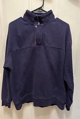 Suéter Orvis Para Hombres Mediano Azul Púrpura Cuello Vellón Exterior Informal Preppy Foto 1 de 4