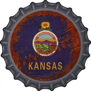 "Letrero de aluminio tapa de botella de metal novedad oxidada de 12" de Kansas - Imagen 1 de 1
