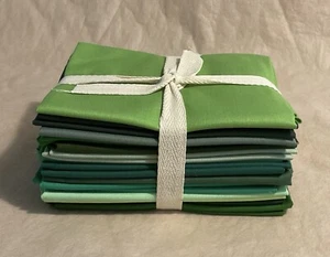 14 pc Fat Quarter Bundle Cotton Fabric Green - Picture 1 of 1