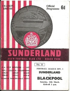 Football Programme SUNDERLAND v BLACKPOOL Mar 1966 - Picture 1 of 1