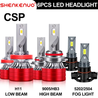 For Jeep Compass 2011 2012 2013 6000K LED Headlights + Fog Bulbs Combo Kit  6PC - Image 1 of 4