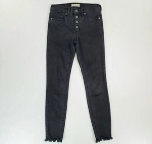Pantalones de mezclilla Madewell para mujer de 9" tiro alto ajustados con botones negros elásticos talla 25 - Imagen 1 de 11