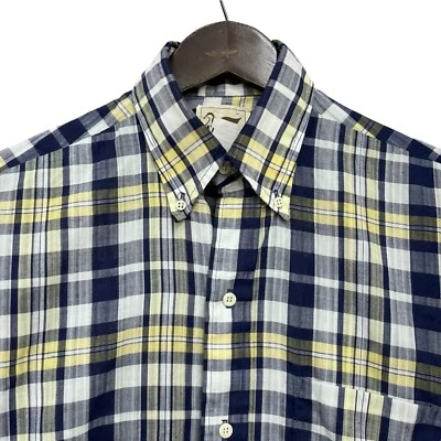 Duxbak Vintage Men's Sz Small Button Down Pocket L/S Shirt Blue/Yellow Plaid euc - Image 1 of 4