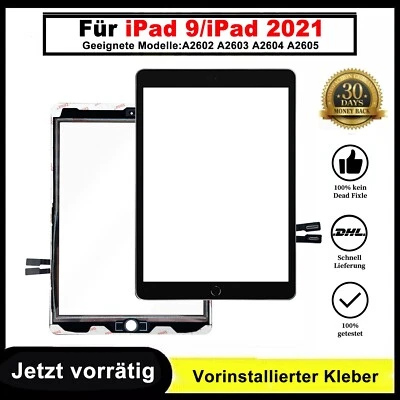 Touchscreen, Displayglas für iPad 9 2021 A2602, A2603, A2604 Digitizer + Kleber - Bild 1 von 4