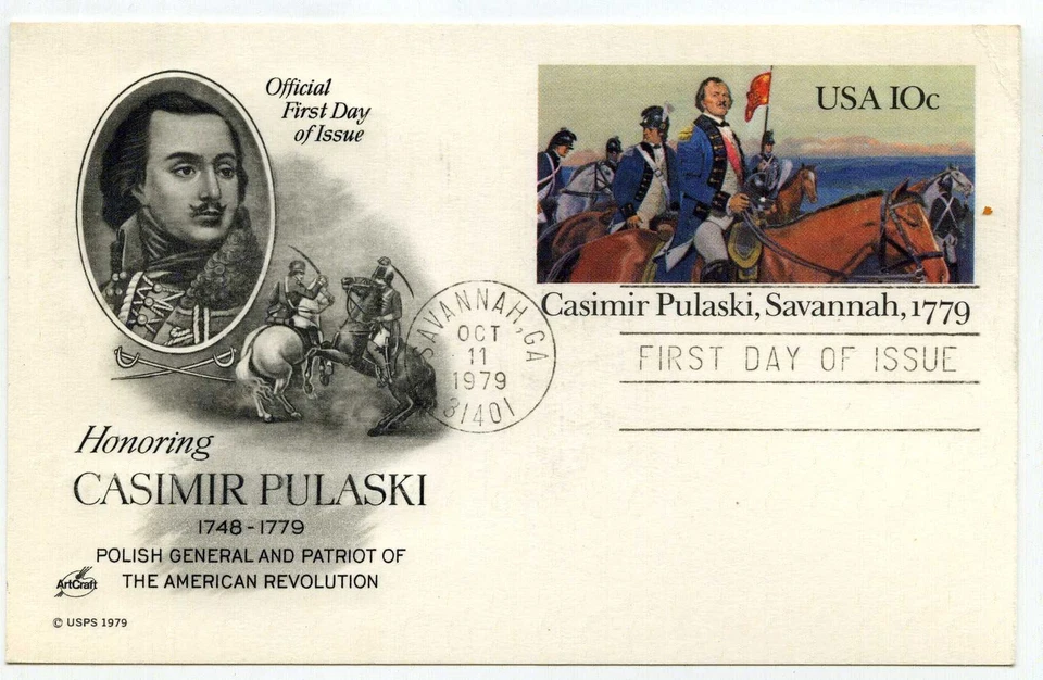 UX79 Casmir Pulaski, Savannah, 1779, ArtCraft, FDC  - Image 1 of 1
