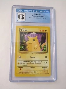 CGC 9.5 GEM MINT 10 Pikachu Yellow Cheeks Base Set Unlimited #58 Pokemon 1999 - Bild 1 von 2