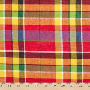 Madras Plaid Fabric (Style 41216) 100% Cotton 44/45" Wide Sold By The Yard - Picture 1 of 1