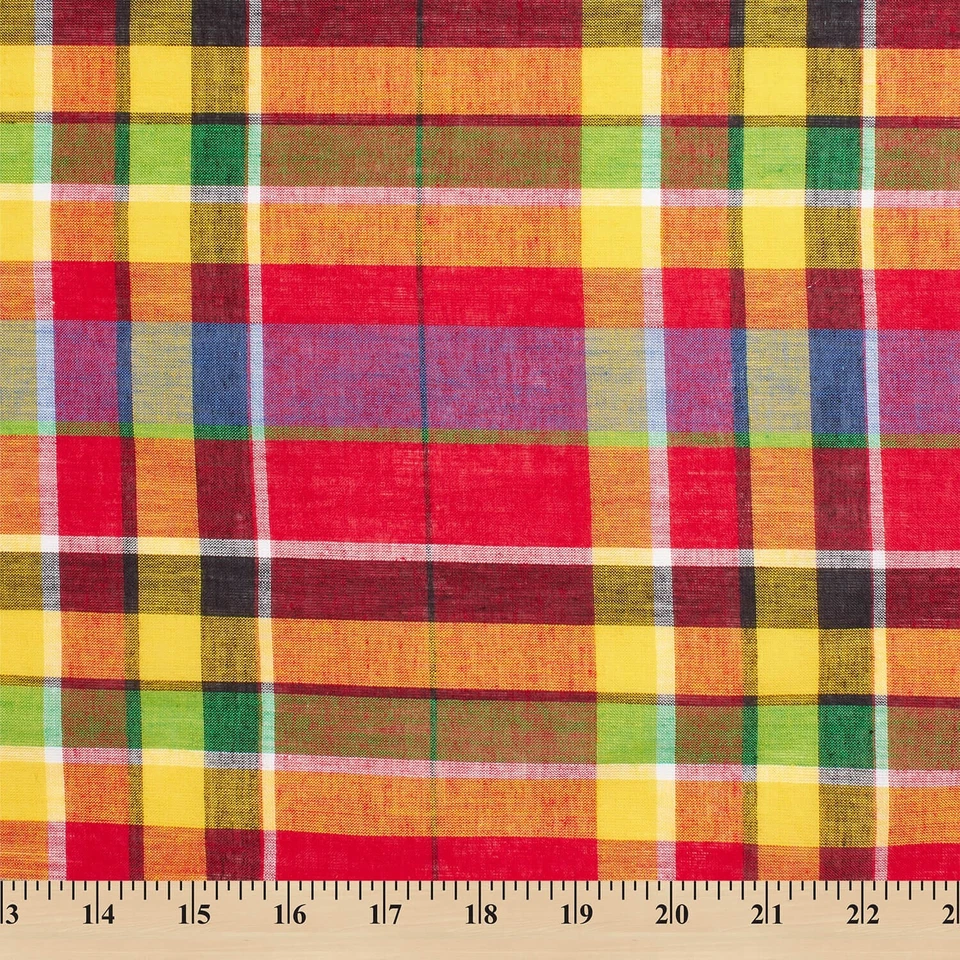 Madras Plaid Fabric (Style 41216) 100% Cotton 44/45" Wide Sold By The Yard - Image 1 of 1