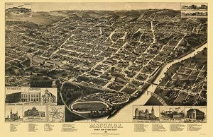 Vista panorámica histórica - Macon Georgia - Wellge 1887 - 23 x 35,43 - Imagen 1 de 20