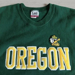 Vintage LEE Cross Grain Oregon Ducks Green Heavy Sweatshirt L Crewneck Stitched - Bild 1 von 6