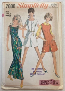 Simplicity Pattern 7000 Wide Leg Zippered Jumpsuit Sz 16 Uncut FF 1960s - Picture 1 of 3