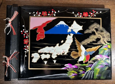 Álbum de fotos japonés de colección lacado álbum de recortes 20 páginas de cartón pintado a mano 15x11 Foto 1 de 4