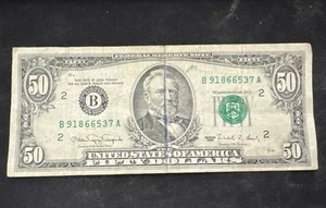 1990 Series RARE A37039751A Boston FRB $50 Dollar Bill Federal Reserve Note - Picture 1 of 2