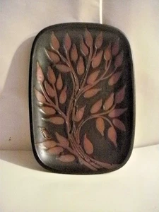 ANDERSEN DESIGN STUDIO SHIMMERING BROWN TREE PLATE PLATTER 1970'S SIGNED STAMPED - Picture 1 of 9
