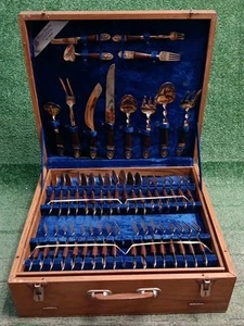 Bronzeware Set W/ Rosewood Handles from Siam (Pre 1939 Thailand) 120+ Pcs & Case - Picture 1 of 24