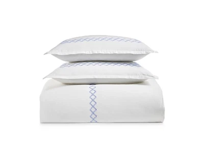 Sky Embroidered Percale Duvet Cover Set, Twin - Exclusive NWT - Image 1 of 2