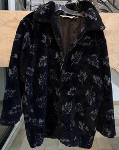 Vintage XL Coastlines Fashion For Canada Long Fleece Zip Jacket Overcoat Leaves - Picture 1 of 10