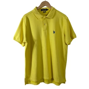 US Polo ASSN Men's Polo Yellow Cotton Blend Performance Pique Shirt Size L - Picture 1 of 8