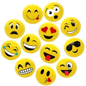 12" Emoticon Party Pack Aufblasbare Strandbälle - Beach Pool Party Spielzeug (12er Pack) - Bild 1 von 5